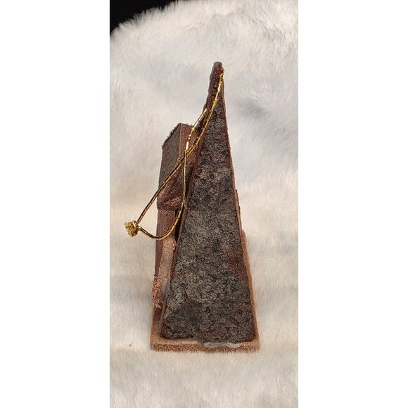 Vintage Primitive Wooden Nativity Creche Manger Christmas Ornament - Picture 5 of 10